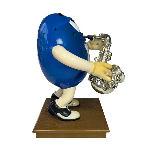 M&M Candy Dispenser Blue Peanut with Saxophone Collectible Holder - Picture 3 of 10